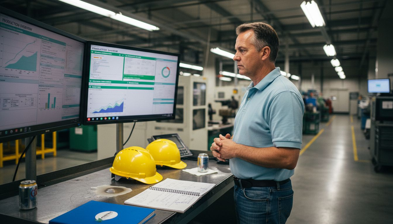Production manager in manufacturing control room