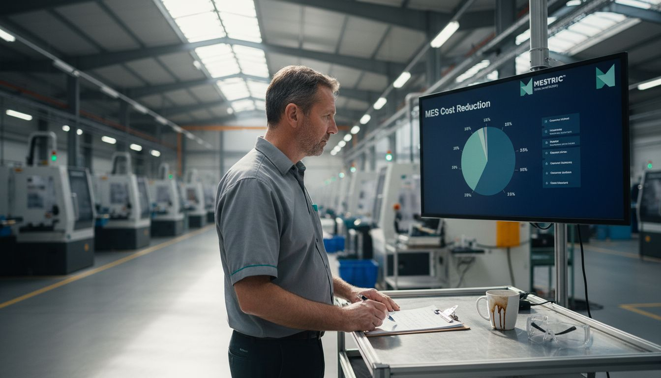 Factory manager reviewing MES workflow