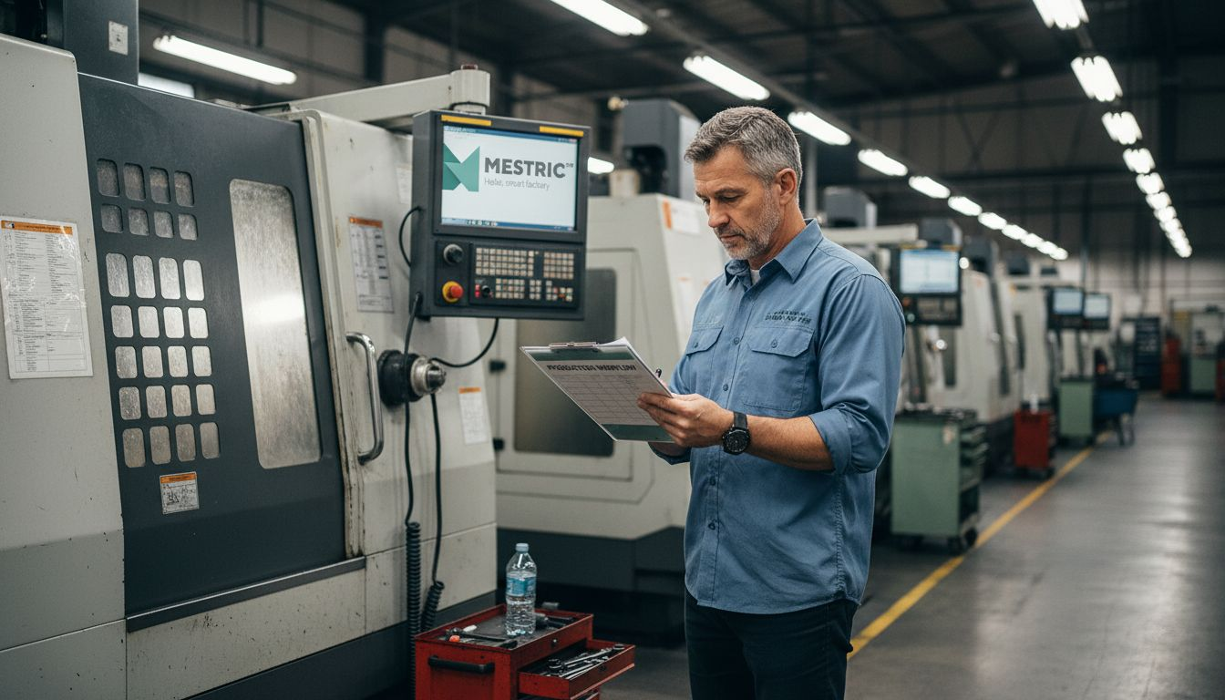 Factory manager reviews production workflow on floor