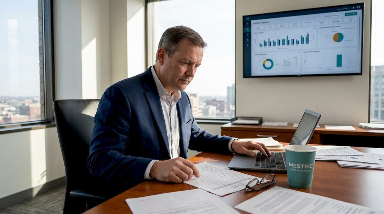 Manufacturing executive reviewing quality checklist