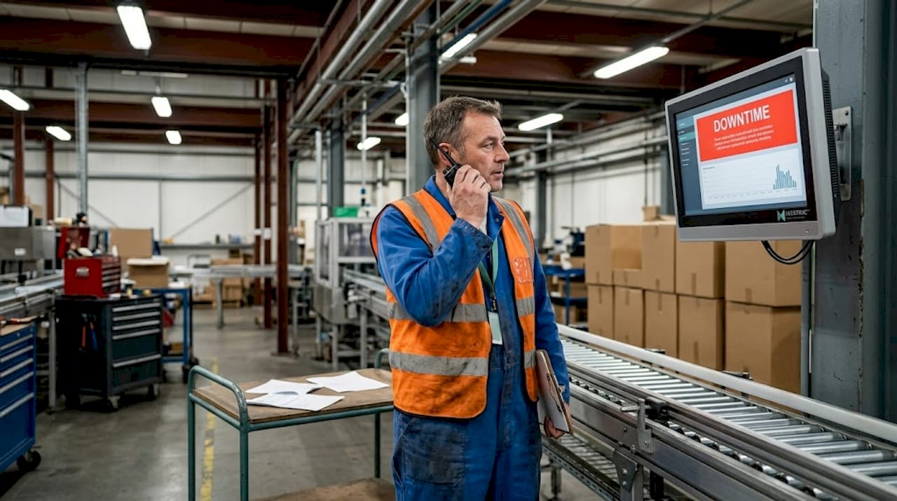 Factory worker manages sudden production downtime