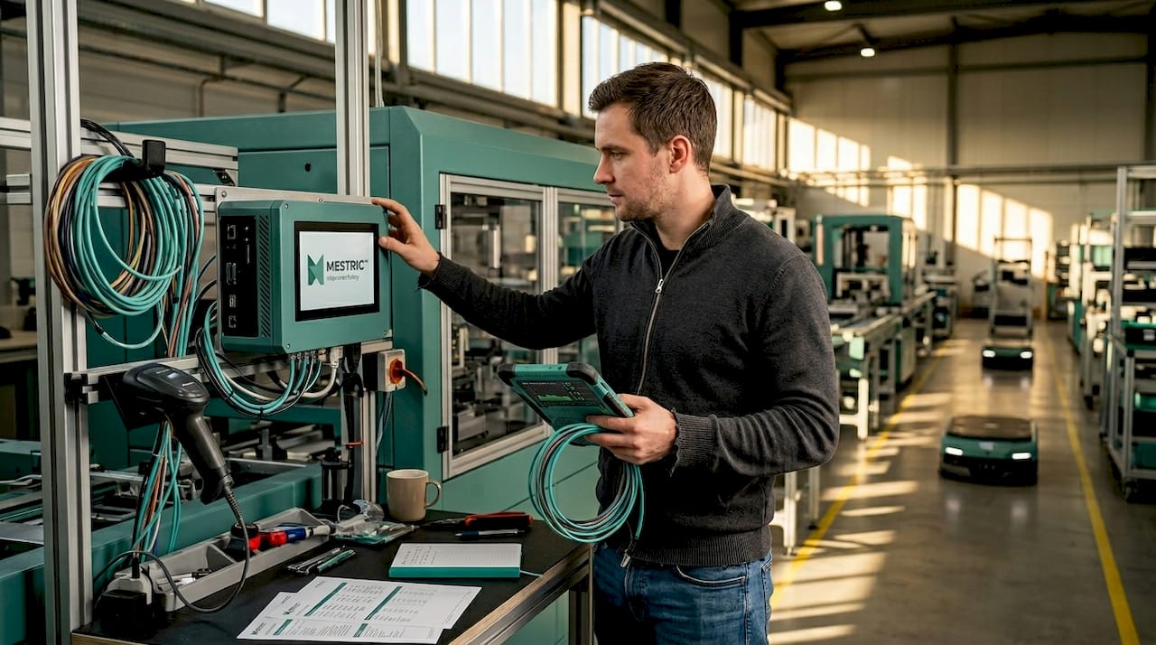 Technician uses edge computing in factory