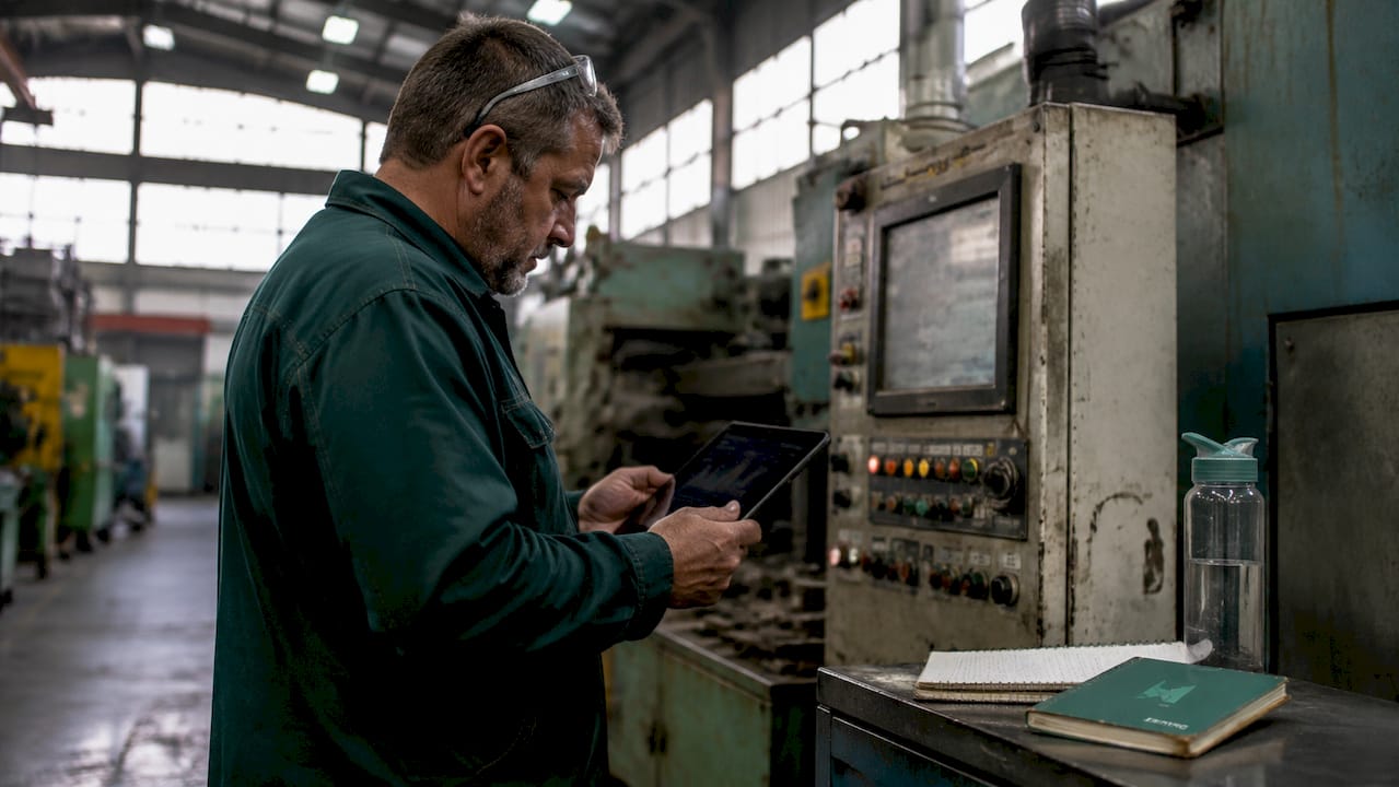Manufacturing operator using MES control panel