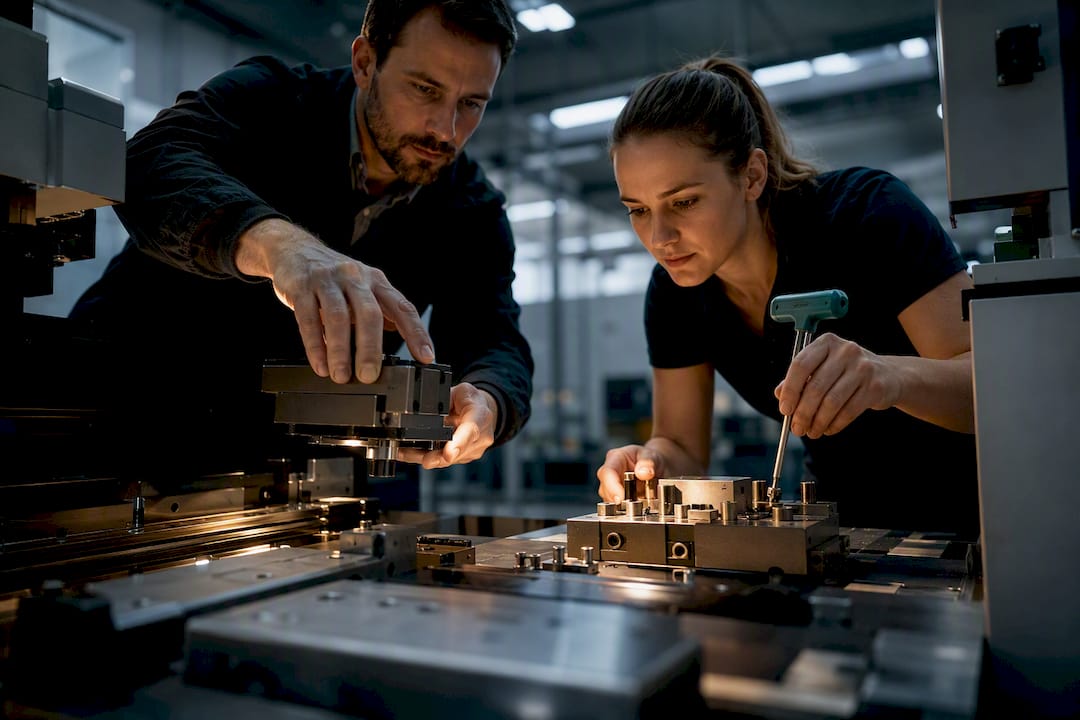 Operators coordinating a rapid production changeover
