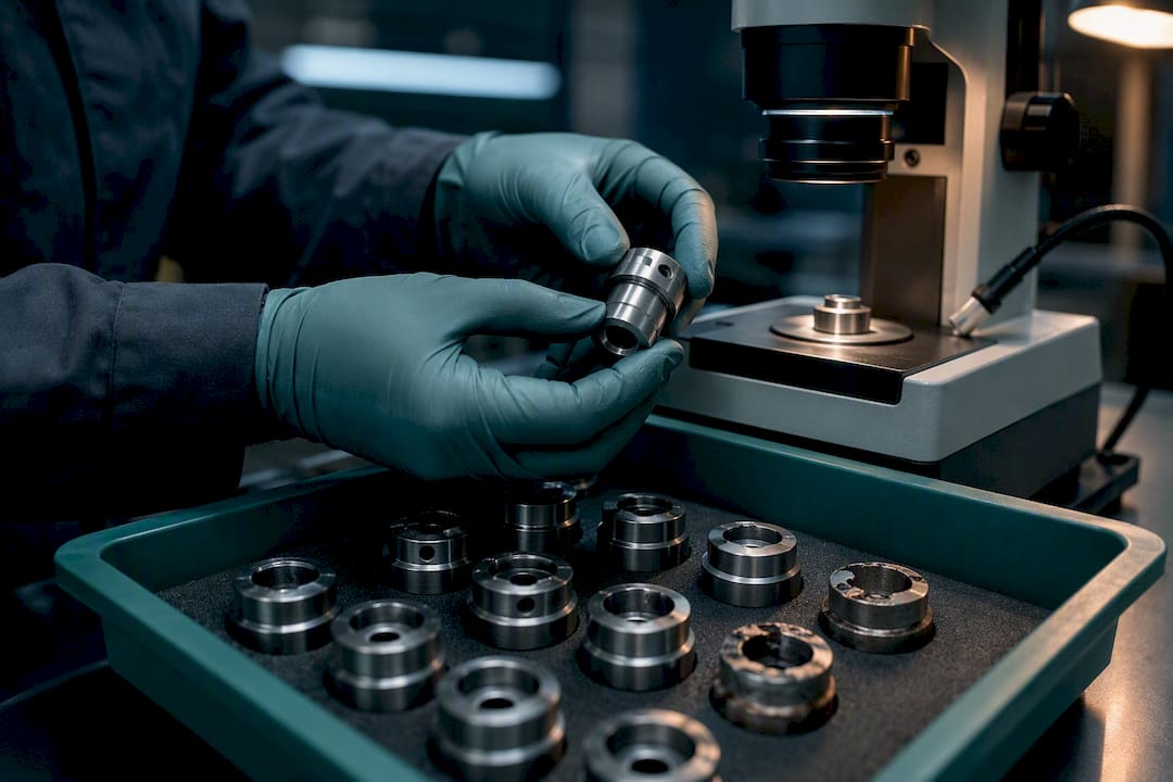 Quality engineer sorting anonymous defect samples